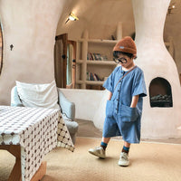 Unisex Wide Leg Denim Jumpsuit