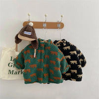 Bear Pattern Fleece Jacket
