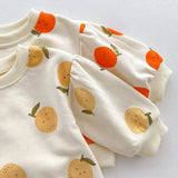 Fruit Print Sweatshirt Tracksuit Set