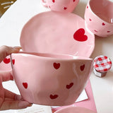 Pink Heart Kawaii Ceramic Crockery