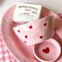 Pink Heart Kawaii Ceramic Crockery