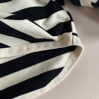 Stripe Curved Hem Long Sleeve Top