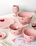 Pink Heart Kawaii Ceramic Crockery