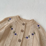 Embroidered Flower Knit Romper Set
