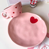 Pink Heart Kawaii Ceramic Crockery