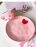 Pink Heart Kawaii Ceramic Crockery
