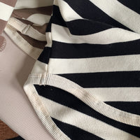 Stripe Curved Hem Long Sleeve Top