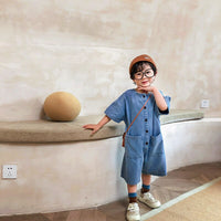 Unisex Wide Leg Denim Jumpsuit