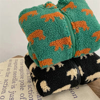 Bear Pattern Fleece Jacket