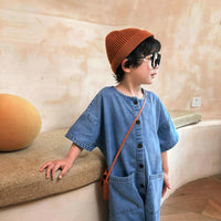 Unisex Wide Leg Denim Jumpsuit