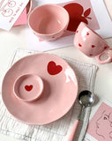 Pink Heart Kawaii Ceramic Crockery