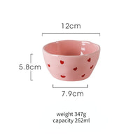 Pink Heart Kawaii Ceramic Crockery