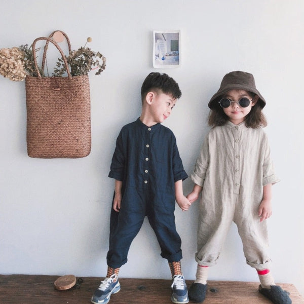 Linen Blend Unisex Overalls