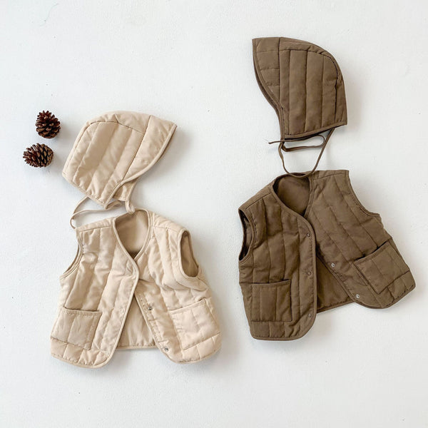 Quilted Baby Gilet & Bonnet