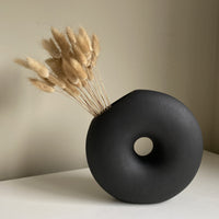 Black Donut Ring Circular Vase