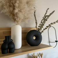 Black Donut Ring Circular Vase