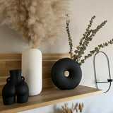 Black Donut Ring Circular Vase