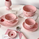 Pink Heart Kawaii Ceramic Crockery