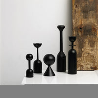 Black Wooden Candle Holders