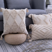 Rae Neutral Tufted Tassel Cushion Cover
