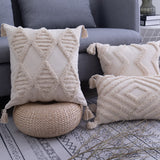 Rae Neutral Tufted Tassel Cushion Cover