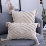 Rae Neutral Tufted Tassel Cushion Cover
