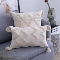 Rae Neutral Tufted Tassel Cushion Cover