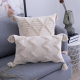Rae Neutral Tufted Tassel Cushion Cover