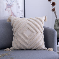 Rae Neutral Tufted Tassel Cushion Cover