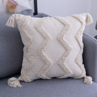 Rae Neutral Tufted Tassel Cushion Cover