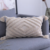 Rae Neutral Tufted Tassel Cushion Cover