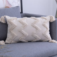 Rae Neutral Tufted Tassel Cushion Cover