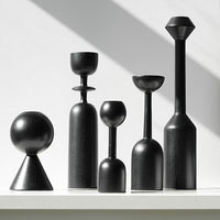 Black Wooden Candle Holders