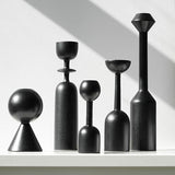 Black Wooden Candle Holders