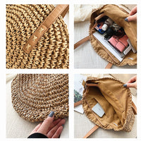 Handmade Paper Yarn Knit Round Shoulder Bag