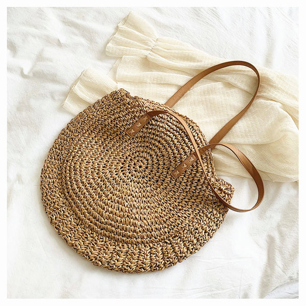 Handmade Paper Yarn Knit Round Shoulder Bag