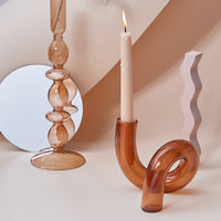 Retro Twist Glass Candle Holder