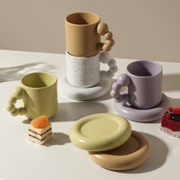Bubble Handle Ceramic Cup & Saucer