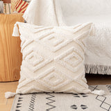 White On White Geo Embroidered Cushion Cover