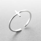 Open Cross Sterling Silver Ring